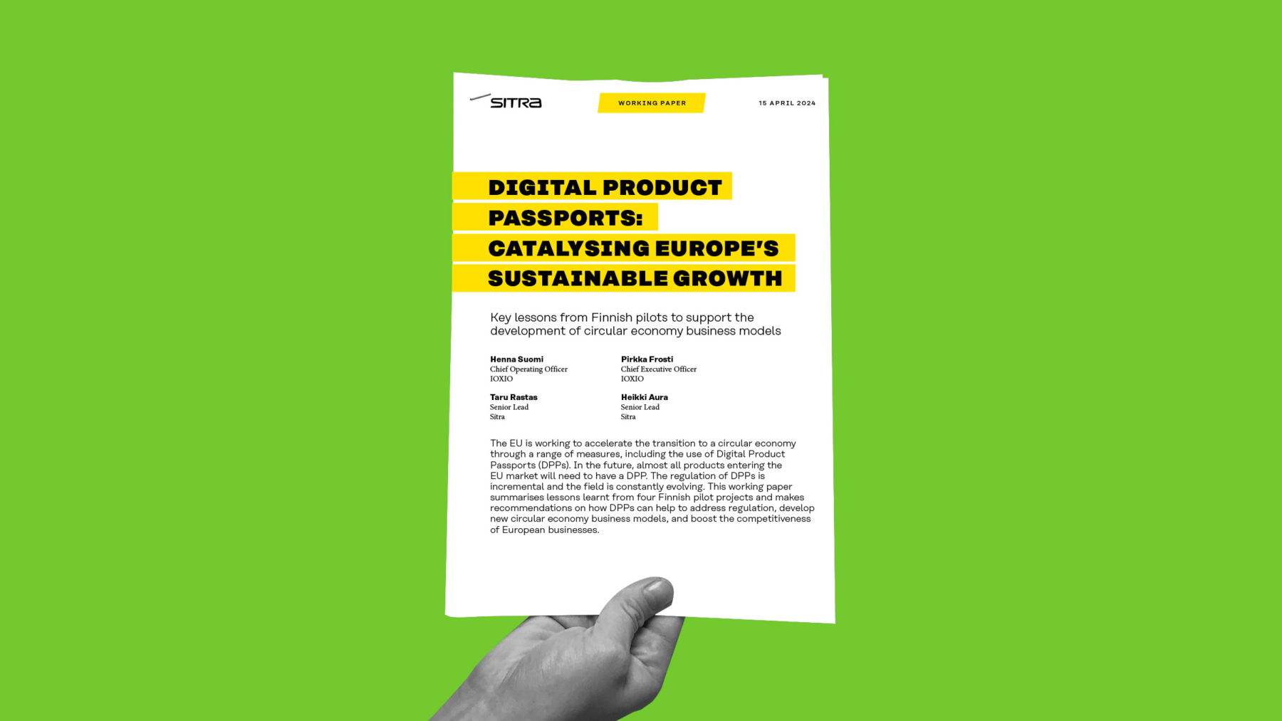 Digital Product Passports: catalysing Europe's sustainable growth - Sitra